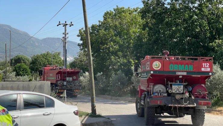 İzmir’in Tire ilçesinde ormanlık ve makilik alanda yangın çıktı